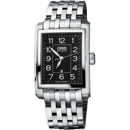 Rectangular Date 30 Stainless Steel / Black - Arabic / Bracelet