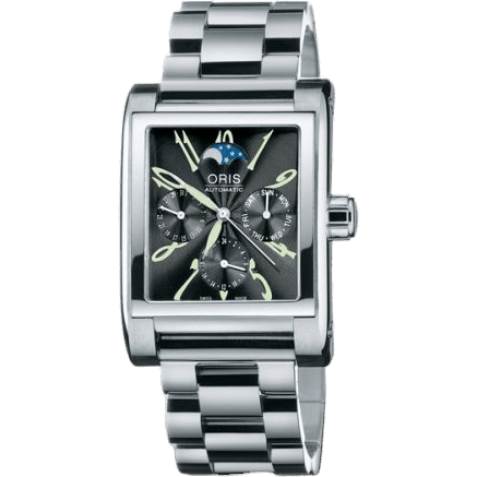 Rectangular Complication Stainless Steel / Black - Arabic / Bracelet