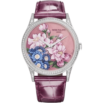 Calatrava 5077 White Gold / Portrait of Flowers