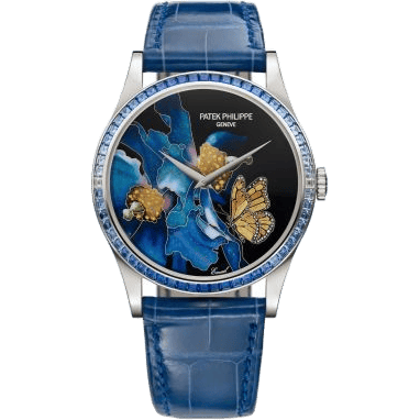 Calatrava 5077 White Gold / Blue Butterfly