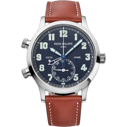 Calatrava Pilot Travel Time 5524 White Gold / Blue