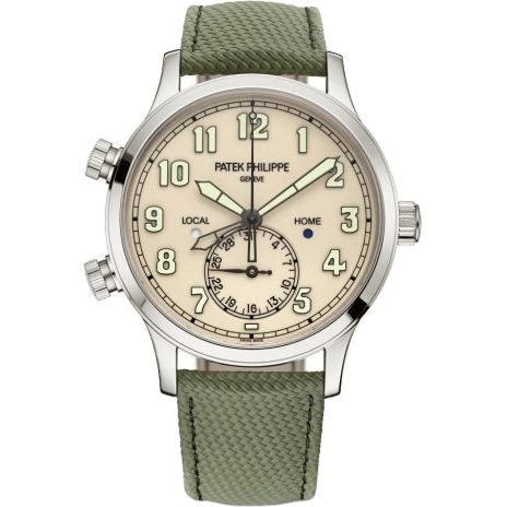 Calatrava Pilot Travel Time 5524 White Gold / Ivory