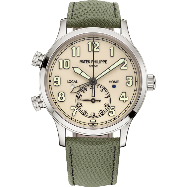 Calatrava Pilot Travel Time 5524 White Gold / Ivory