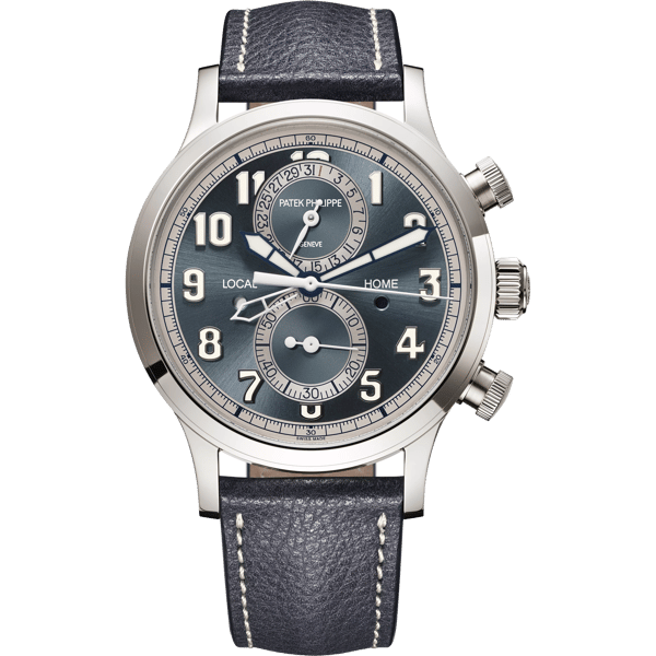 Calatrava Pilot Travel Time Chronograph White Gold / Grey