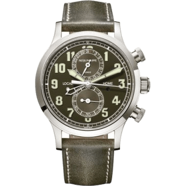 Calatrava Pilot Travel Time Chronograph White Gold / Green