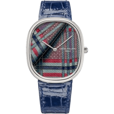 Golden Ellipse 5738 White Gold / Blue Tartan