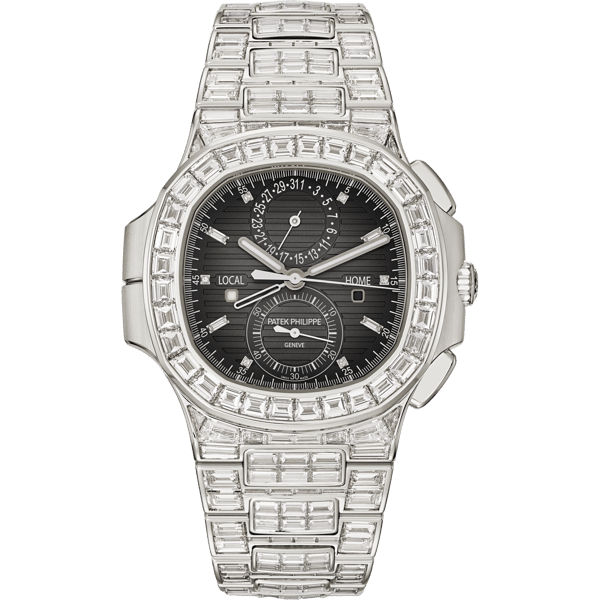 Nautilus Travel Time White Gold - Diamond / Grey