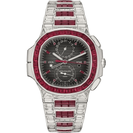 Nautilus Travel Time White Gold - Ruby / Grey