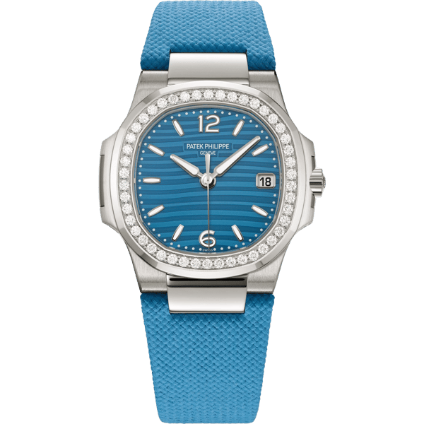 Nautilus 7010 White Gold / Azure Blue / Strap