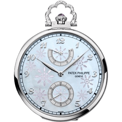 Pocket Watch Lepine Power Reserve White Gold / Geisha under a Cherry Tree