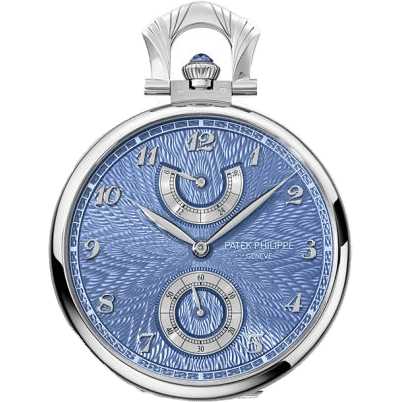 Pocket Watch Lepine Power Reserve White Gold / Japanese Crane