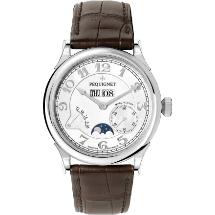 Paris Royal Moonphase Silver Numerals / Brown Strap