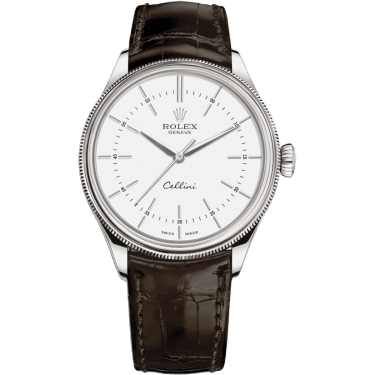Cellini Time White Gold / White / Alligator Brown