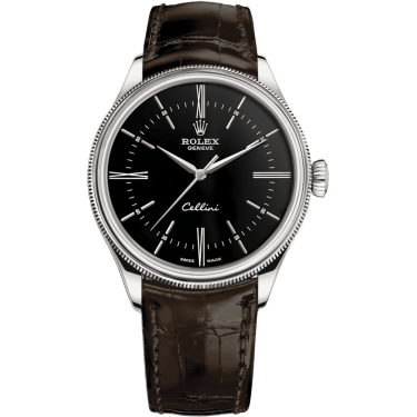 Cellini Time White Gold / Black / Alligator Brown