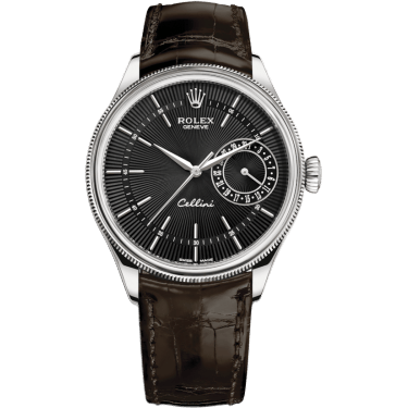 Cellini Date White Gold / Black / Alligator Brown