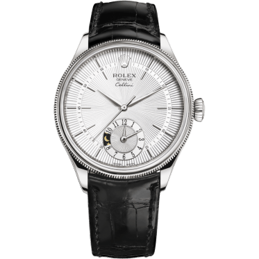 Cellini Dual Time White Gold / Silver / Alligator Black