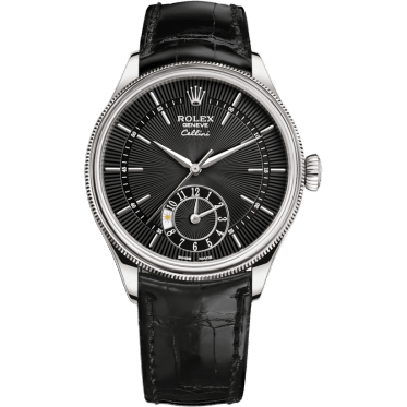 Cellini Dual Time White Gold / Black / Alligator Black