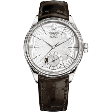 Cellini Dual Time White Gold / Silver / Alligator Brown