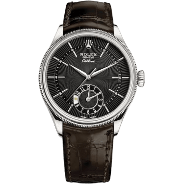 Cellini Dual Time White Gold / Black / Alligator Brown