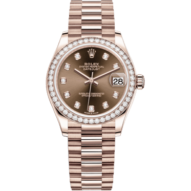 Datejust 31 Rose Gold / Diamond / Chocolate - Diamond / President
