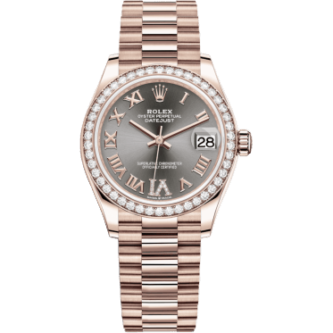 Datejust 31 Rose Gold / Diamond / Grey - Roman / President