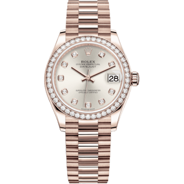 Datejust 31 Rose Gold / Diamond / Silver - Diamond / President