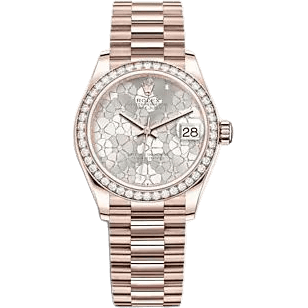 Datejust 31 Rose Gold - Diamond / Silver - Floral / President