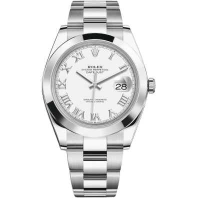 Datejust 41 Stainless Steel Smooth / Oyster / White Roman