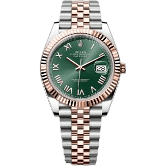 Datejust 41 Stainless Steel - Everose - Fluted / Mint Green Roman / Jubilee