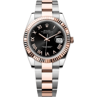 Datejust 41 Stainless Steel - Everose - Fluted / Black Roman / Oyster