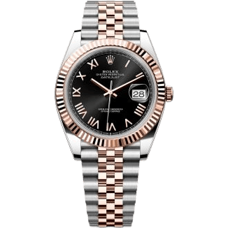 Datejust 41 Stainless Steel - Everose - Fluted / Black Roman / Jubilee