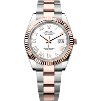 Datejust 41 Stainless Steel - Everose - Fluted / White Roman / Oyster