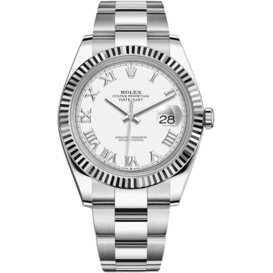 Datejust 41 Stainless Steel Fluted / White - Roman / Oyster