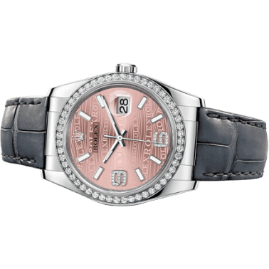 Datejust 36 White Gold Diamond Strap Pink Waves