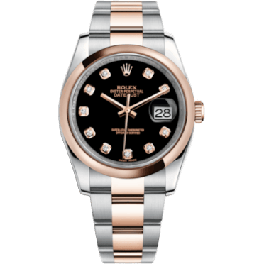 Datejust 36 Rolesor Everose Domed / Oyster / Black Diamond
