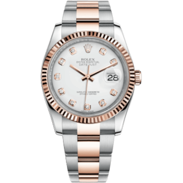 Datejust 36 Rolesor Everose Fluted / Oyster / White Diamonds
