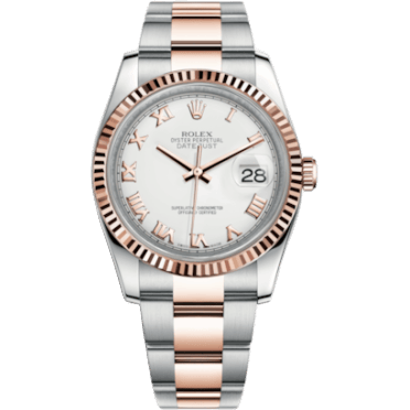 Datejust 36 Rolesor Everose Fluted / Oyster / White Roman