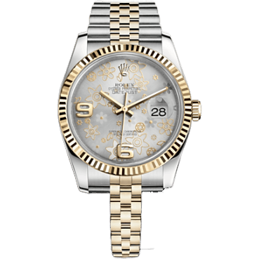 Datejust 36 Rolesor Yellow Fluted / Jubilee / Silver Floral