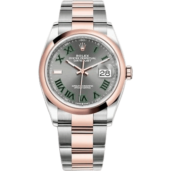 Datejust 36 Stainless Steel / Everose / Domed / Slate - Roman / Oyster