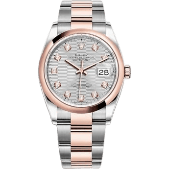 Datejust 36 Stainless Steel / Everose / Domed / Silver - Fluted - Diamond / Oyster