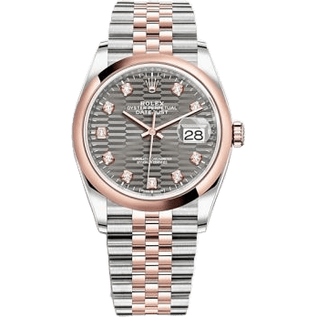 Datejust 36 Stainless Steel / Everose / Domed / Slate - Fluted - Diamond / Jubilee