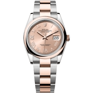 Datejust 36 Stainless Stainless Steel - Everose - Domed / Rose Roman Diamond / Oyster