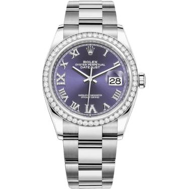 Datejust 36 Stainless Steel / Diamond / Aubergine Roman-Diamonds / Oyster