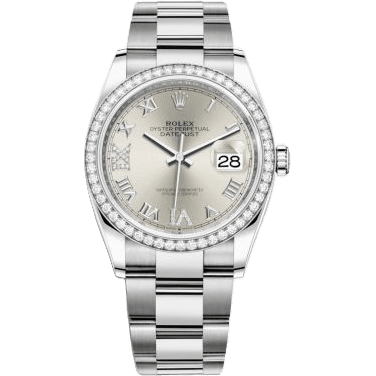Datejust 36 Stainless Steel / Diamond / Silver Roman-Diamonds / Oyster