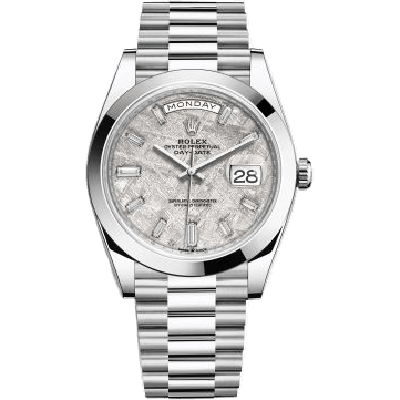 Day-Date 40 Platinum / Meteorite Baguette
