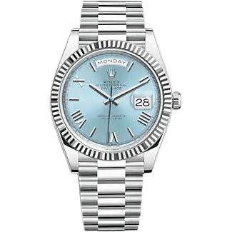 Day-Date 40 Platinum - Fluted / Ice Blue - Roman