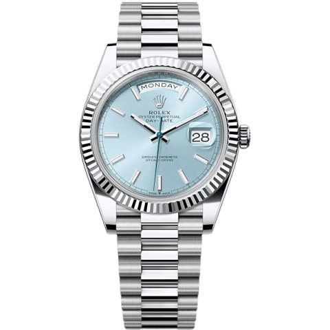 Day-Date 40 Platinum - Fluted / Ice Blue