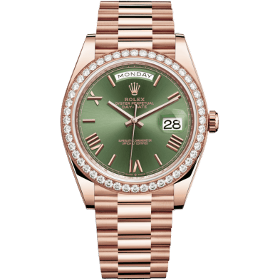 Day-Date 40 Everose - Diamond / Green - Roman