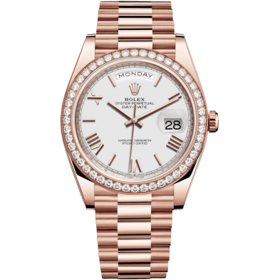 Day-Date 40 Everose - Diamond / White - Roman
