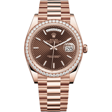 Day-Date 40 Everose / Diamond / Chocolate - Diagonal Motif
